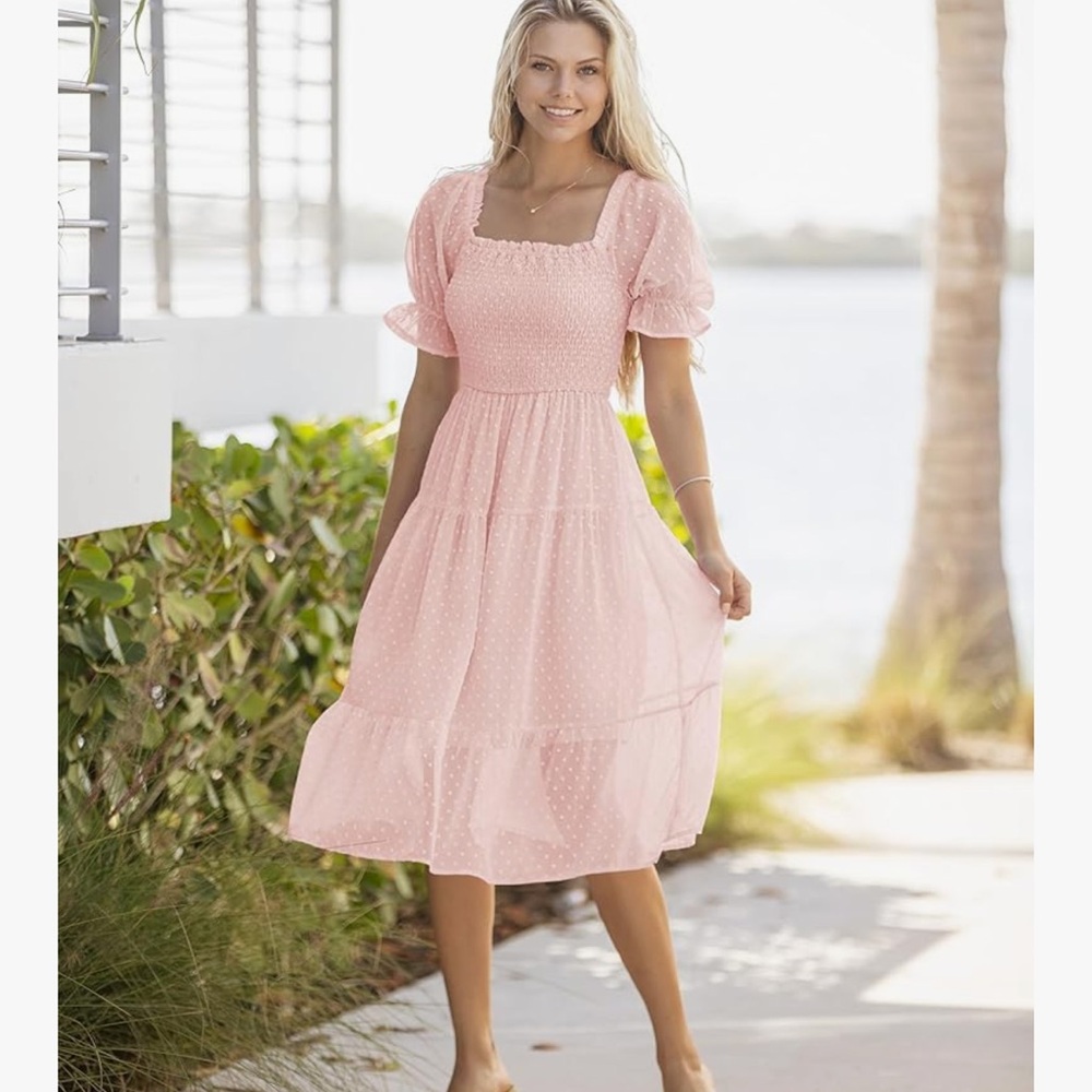 Elegant Pink Midi Dress